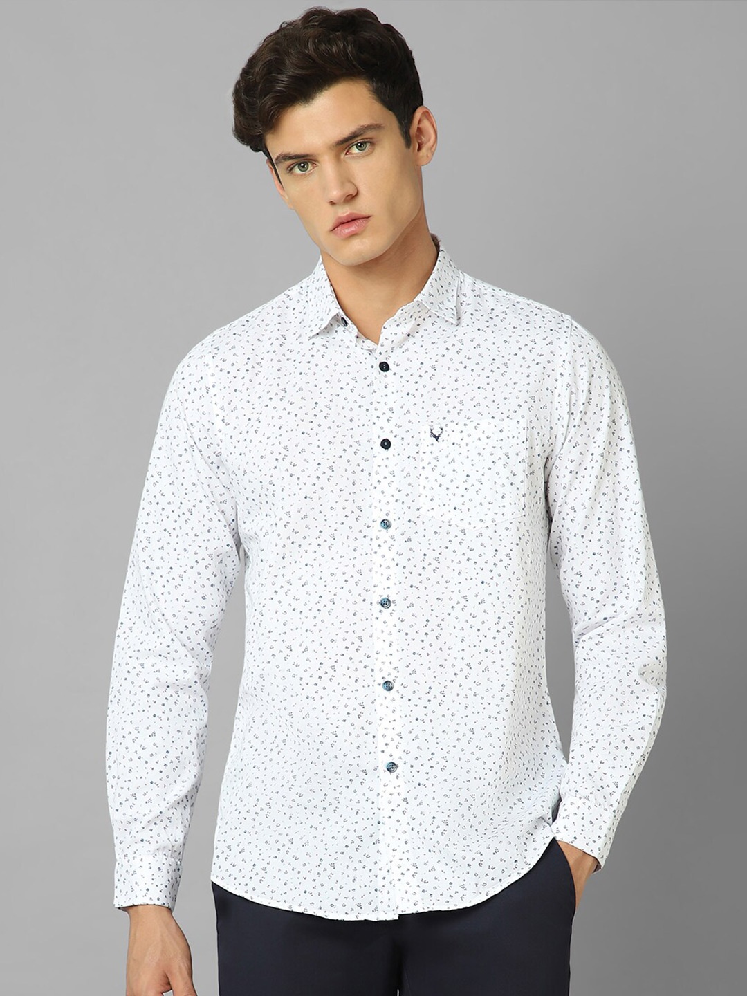 

Allen Solly Micro Ditsy Printed Slim Fit Cotton Casual Shirt, White