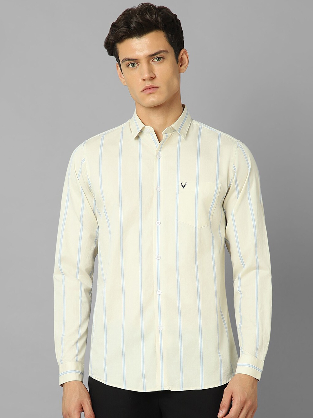 

Allen Solly Vertical Striped Slim Fit Pure Cotton Casual Shirt, Blue