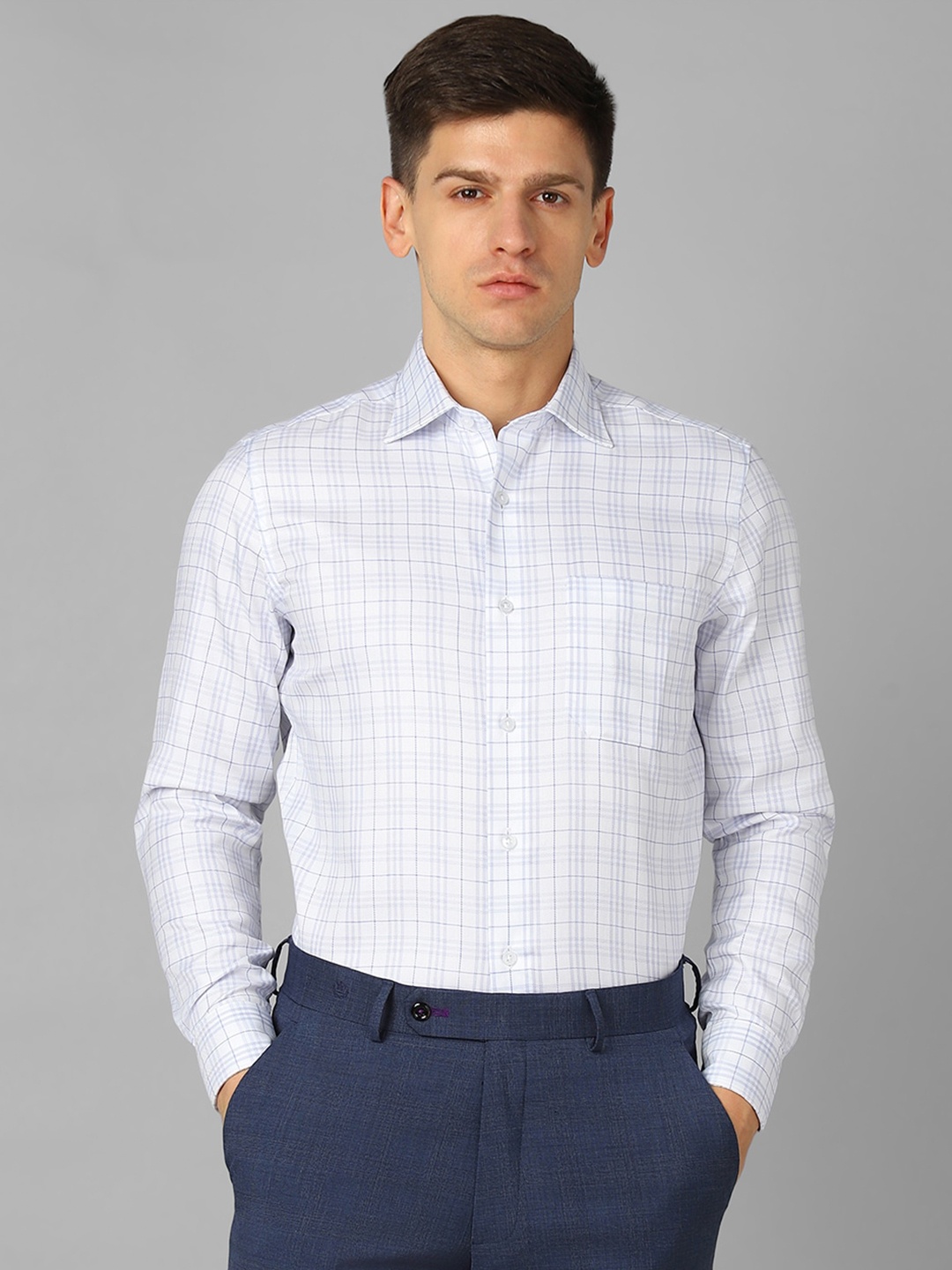 

Louis Philippe Classic Fit Opaque Checked Pure Cotton Formal Shirt, White
