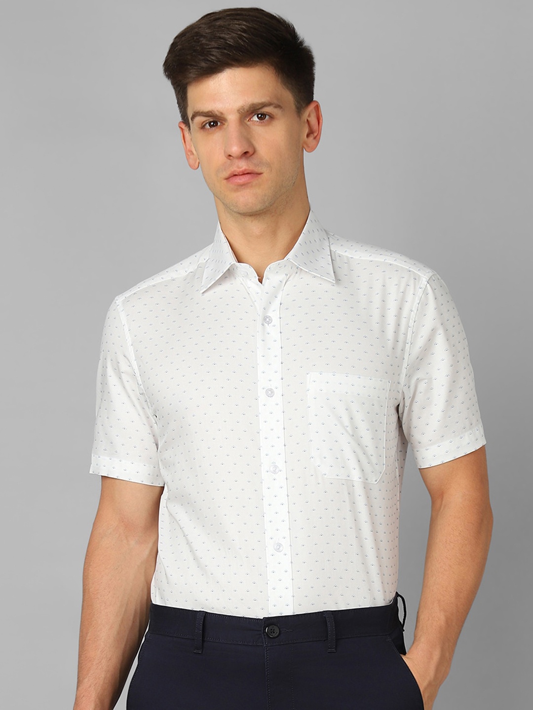 

Louis Philippe Floral Printed Classic Fit Opaque Pure Cotton Formal Shirt, Cream