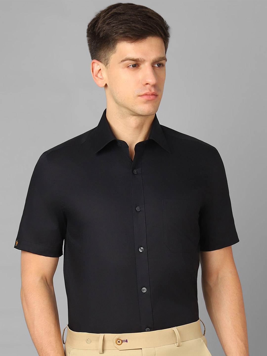 

Louis Philippe Classic Fit Opaque Pure Cotton Formal Shirt, Black