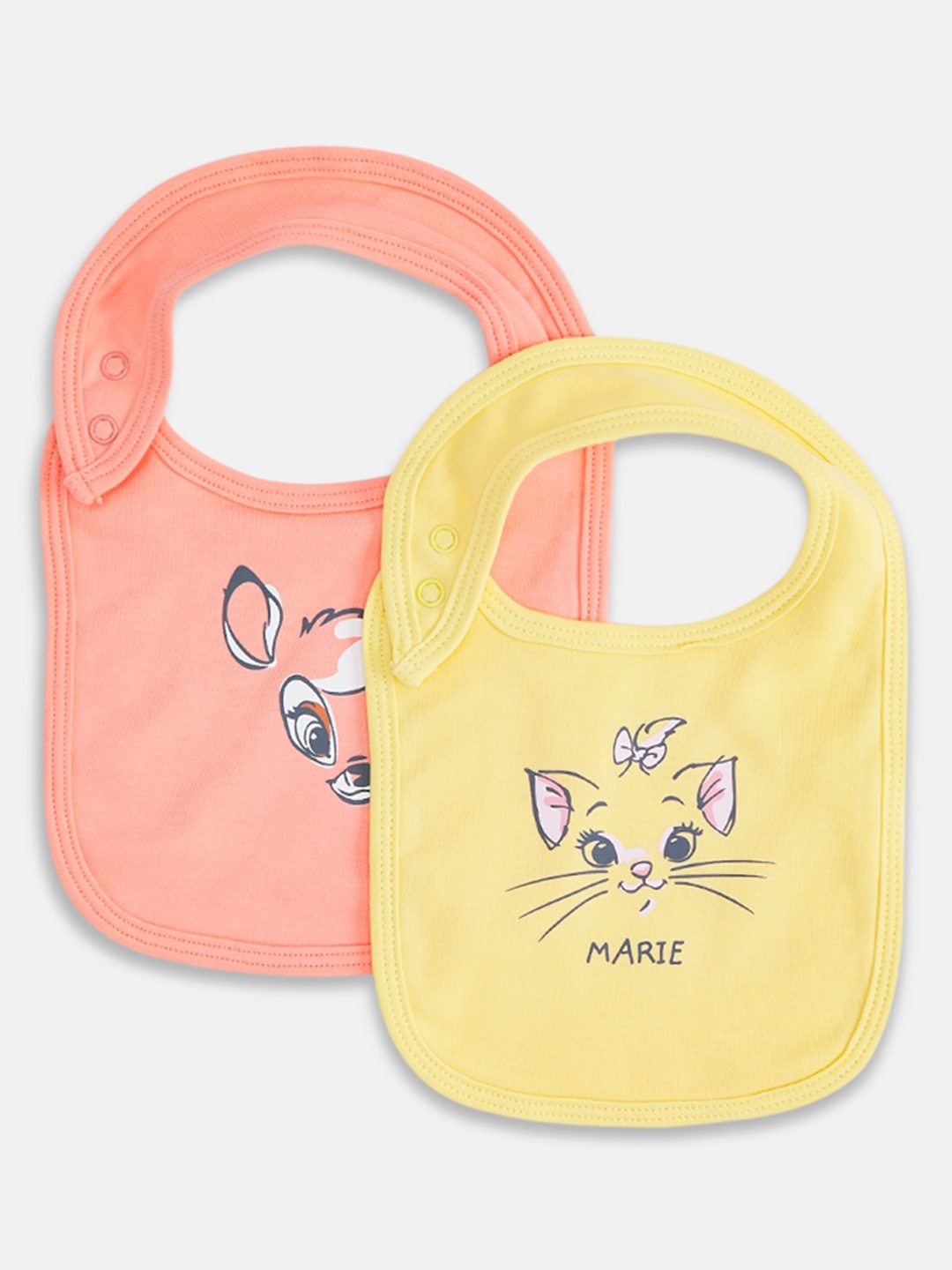 

Pantaloons Baby Infant Girls Pack Of 2 Printed Cotton Bibs, Yellow