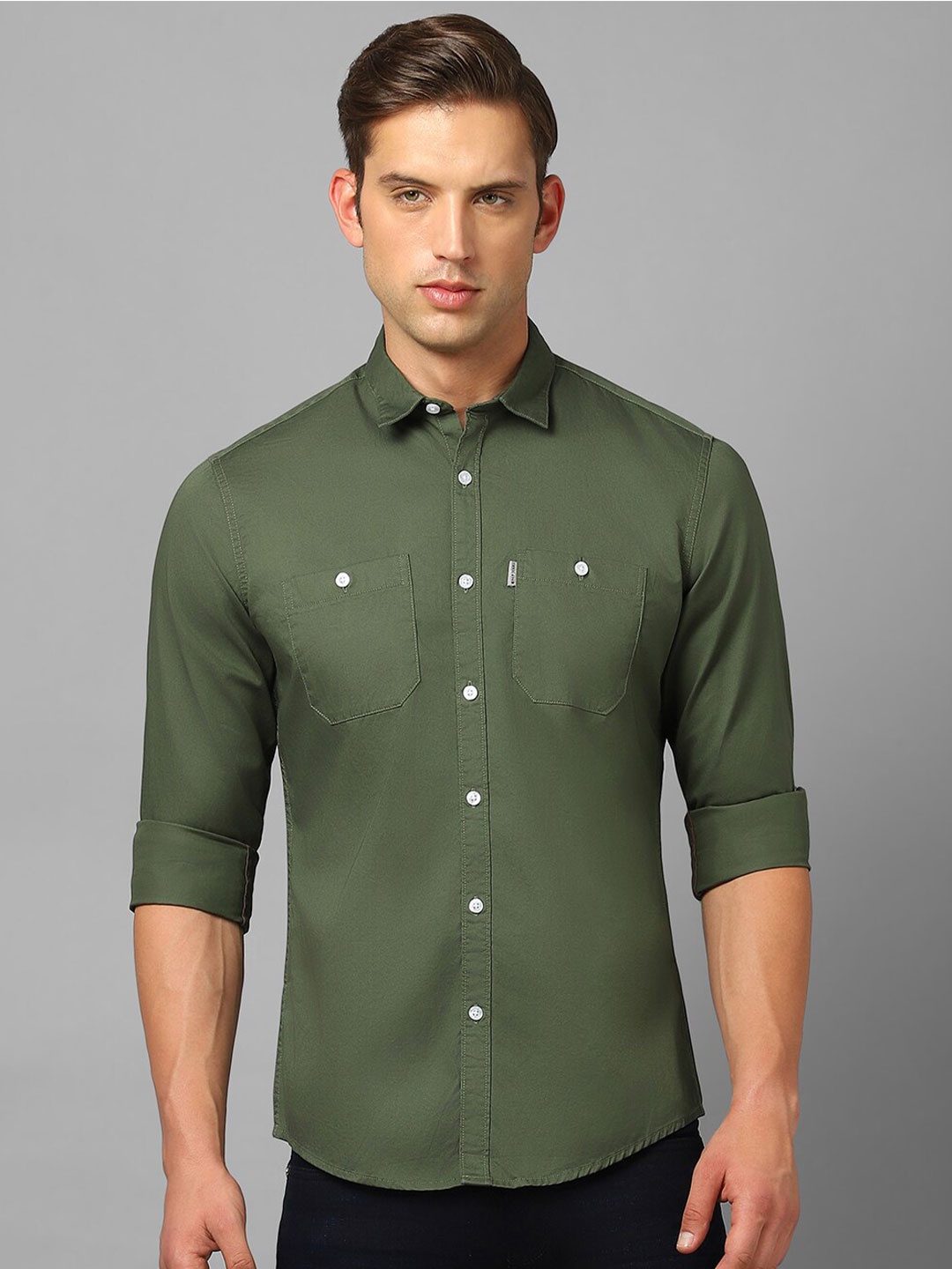 

Louis Philippe Jeans Slim Fit Pure Cotton Casual Shirt, Olive