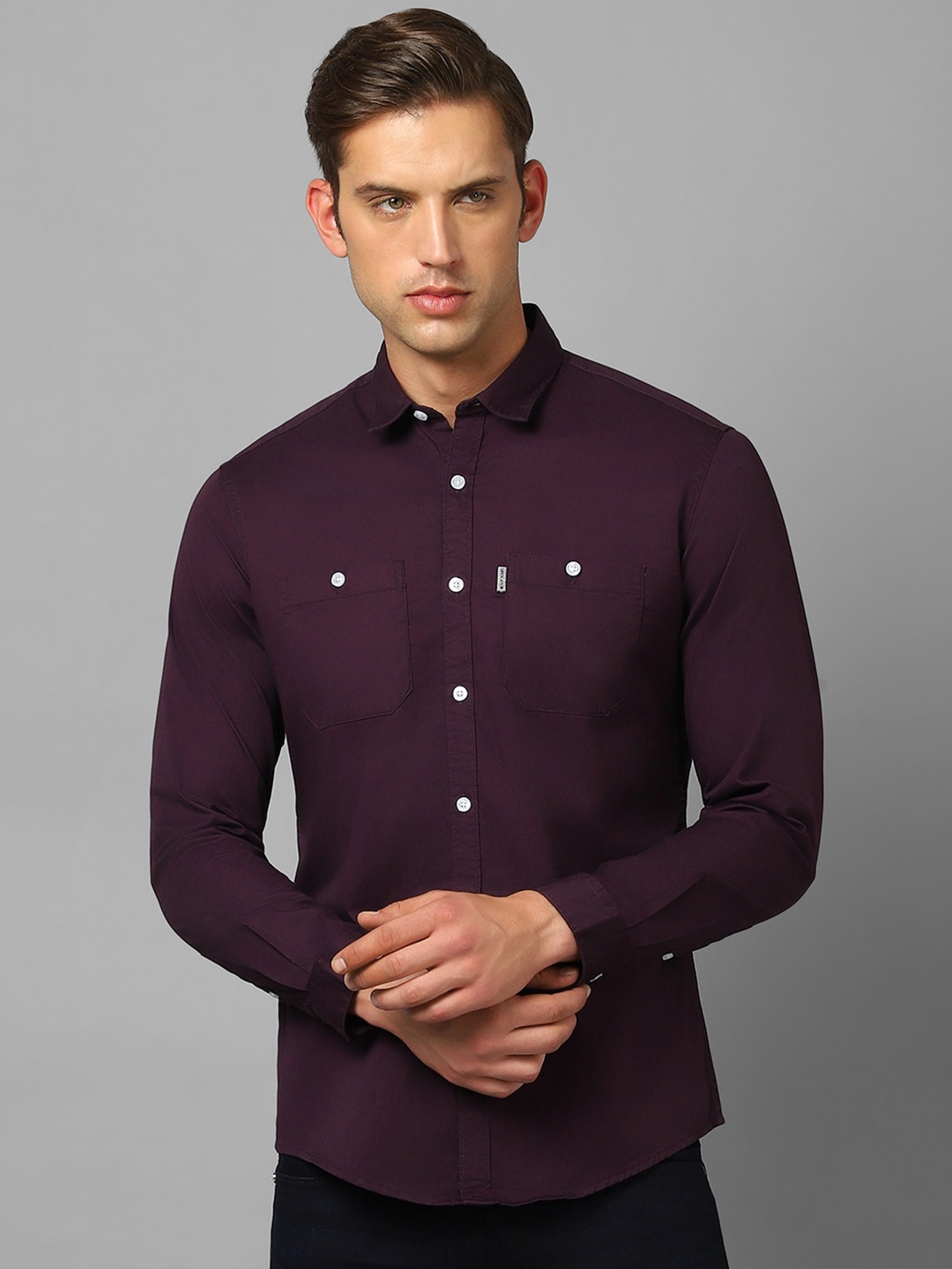 

Louis Philippe Jeans Slim Fit Pure Cotton Casual Shirt, Purple