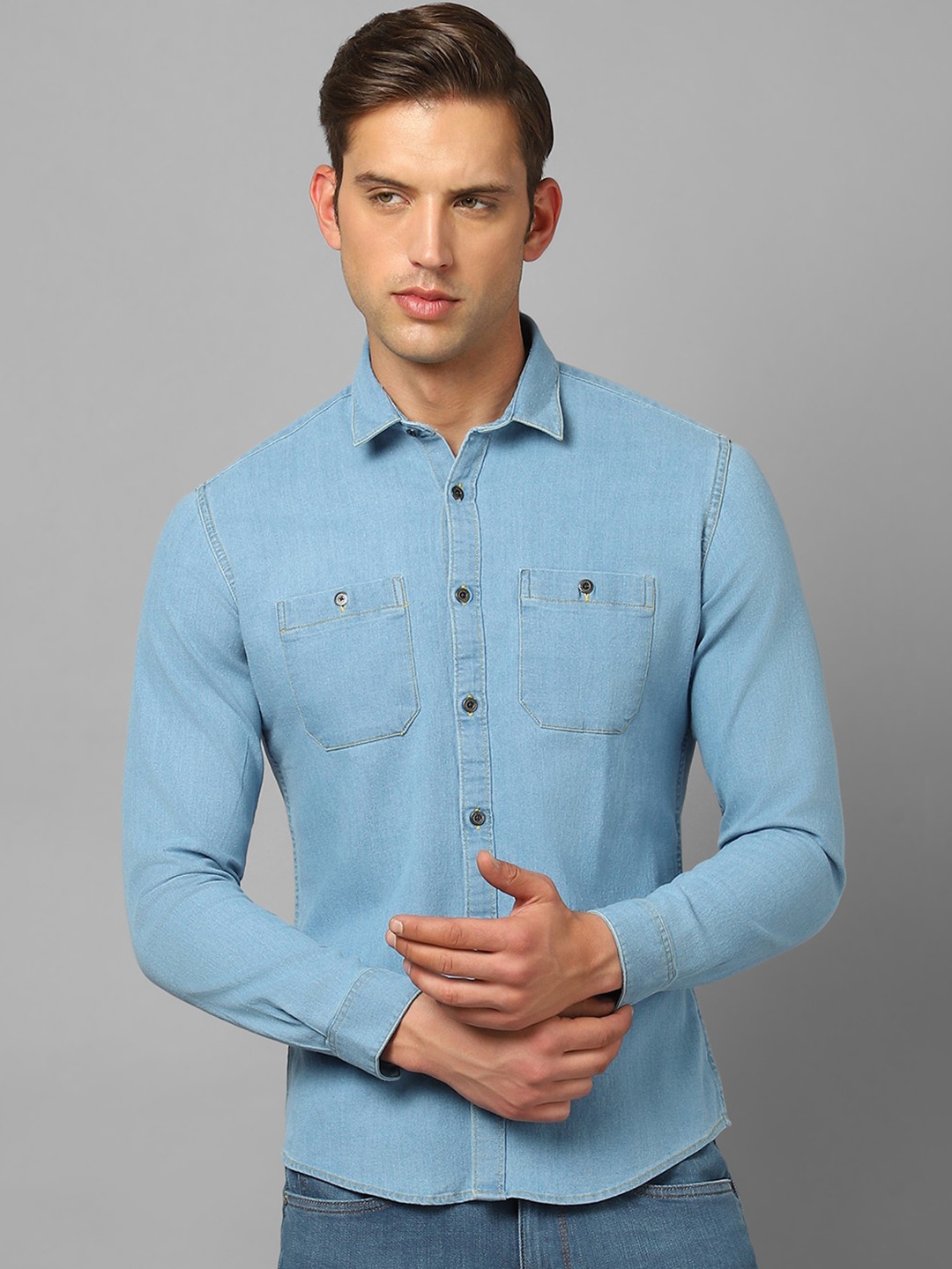 

Louis Philippe Jeans Slim Fit Spread Collar Casual Shirt, Blue