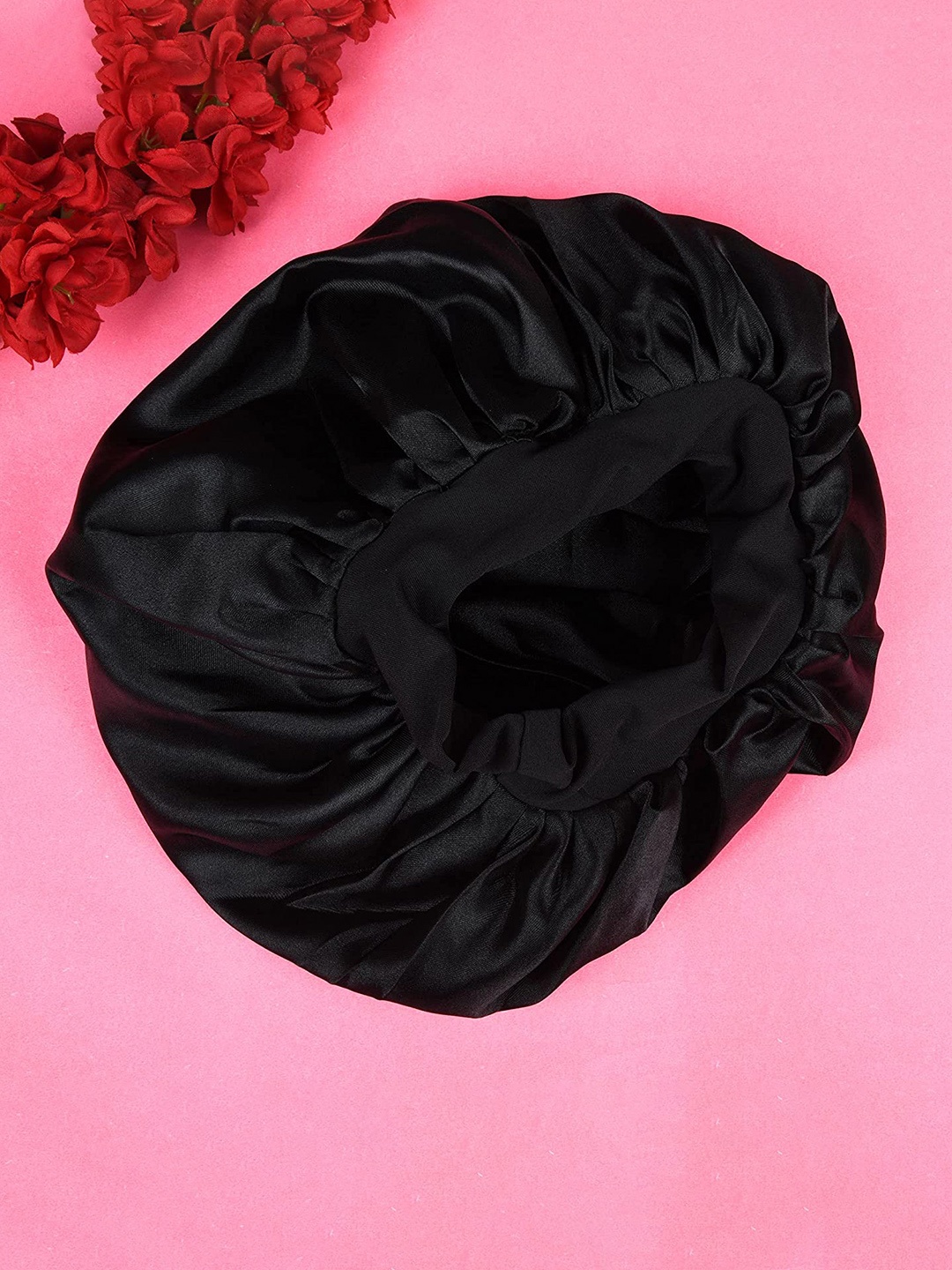 

LYTIX Women Hair Bonnet Double Layered Sleeping Cap, Black