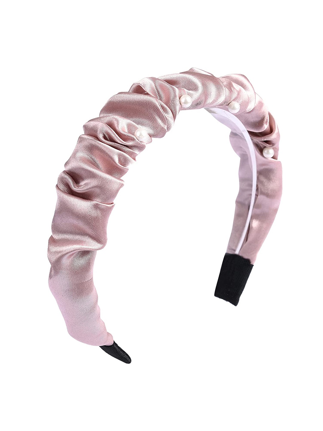 

LYTIX Women Beaded Hairband With Pearl Beads, Brown