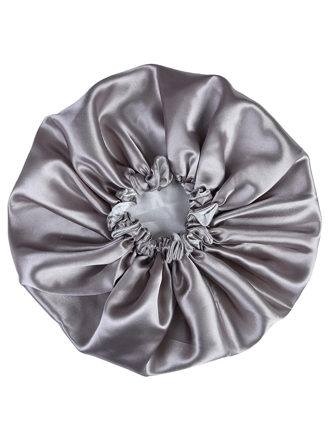 

LYTIX Women Satin Silk Double Layered Sleeping Cap, Silver