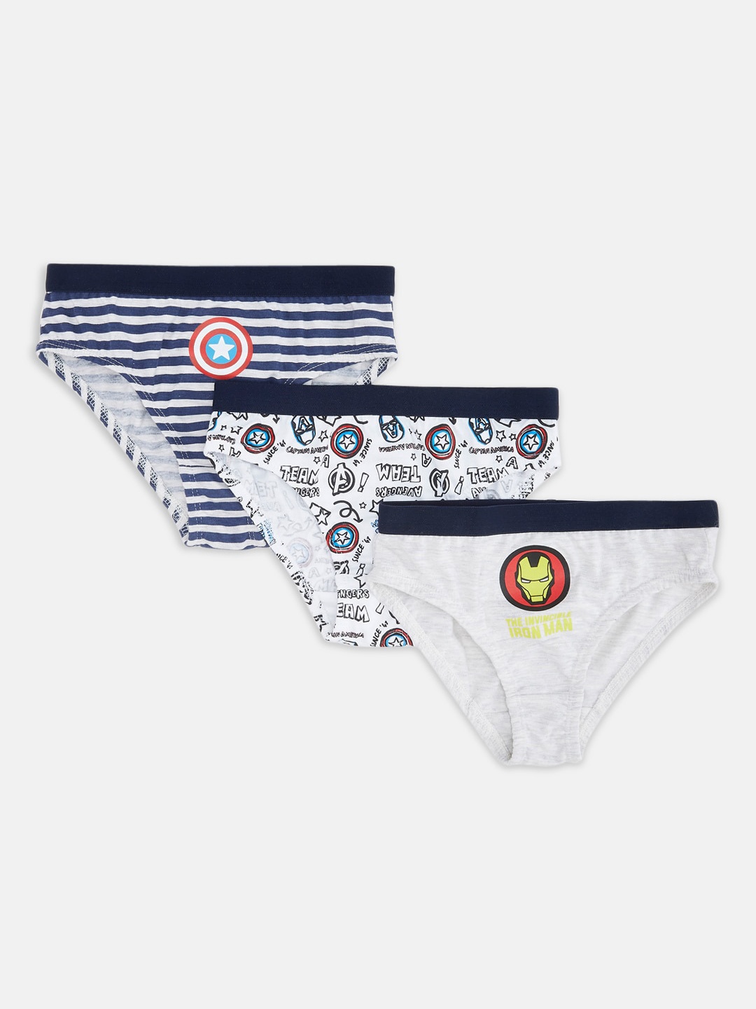 

Pantaloons Junior Boys Pack Of 3 Printed Cotton Basic Briefs, Grey melange