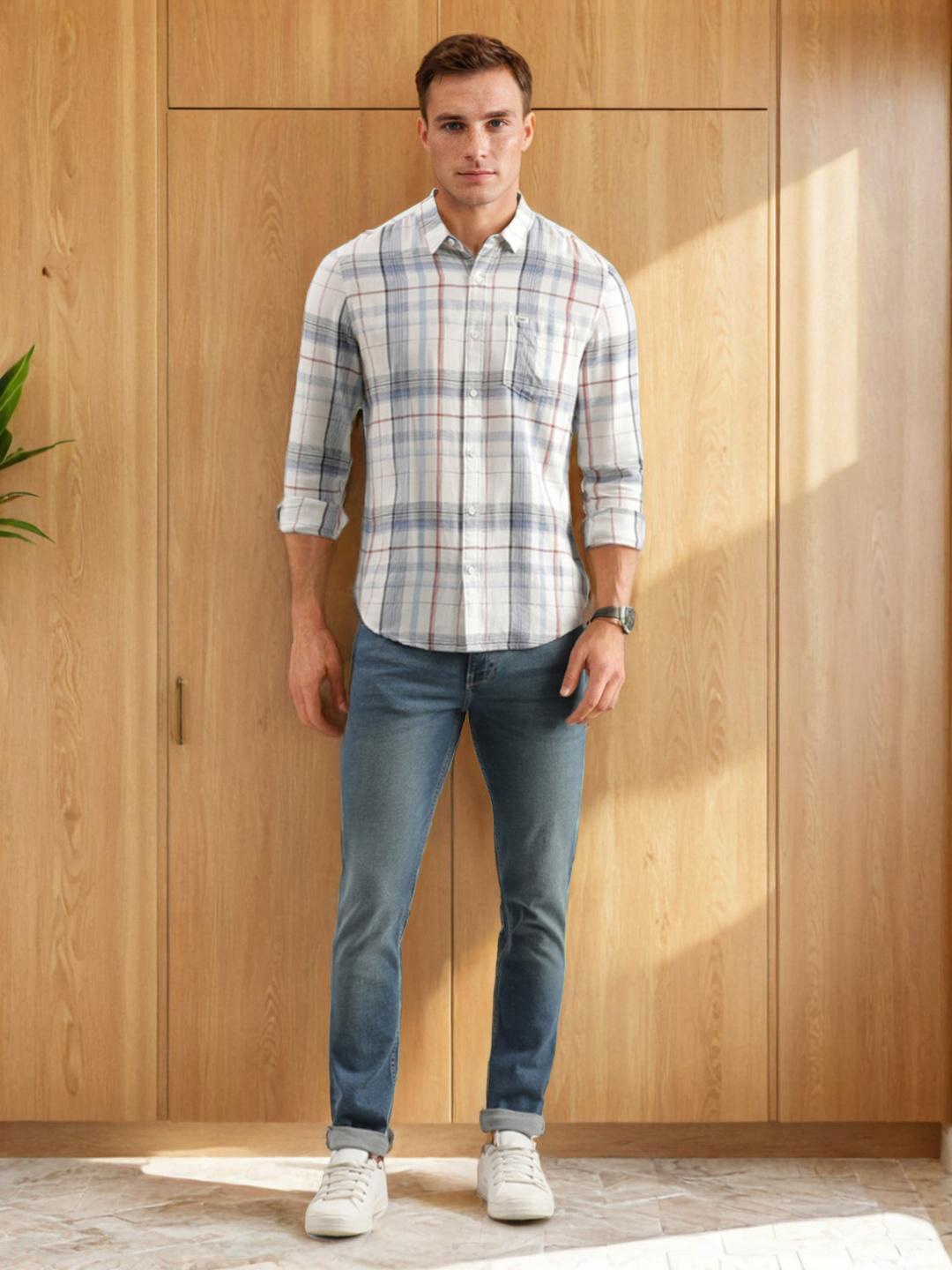 

Lee Slim Fit Tartan Checks Pure Casual Shirt, White