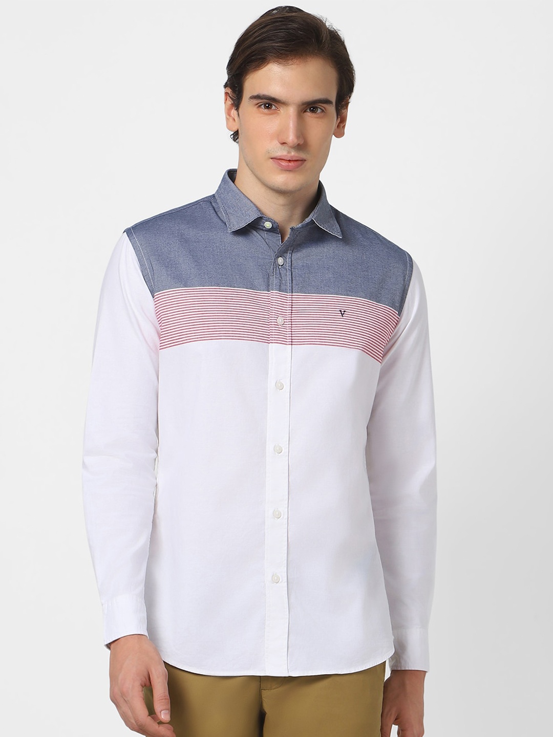 

Van Heusen Sport Slim Fit Colourblocked Casual Shirt, White