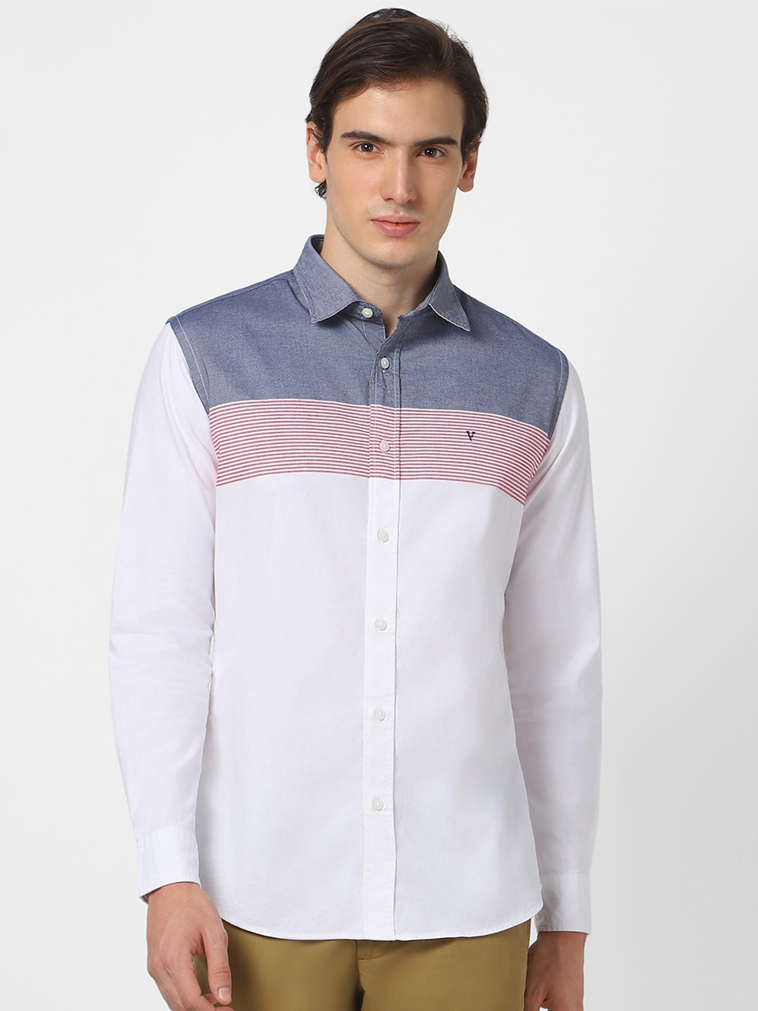 

Van Heusen Sport Slim Fit Colourblocked Casual Shirt, White