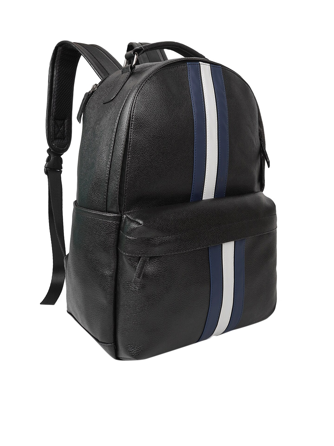 

Veneer Striped Vegan Leather Backpack, Black