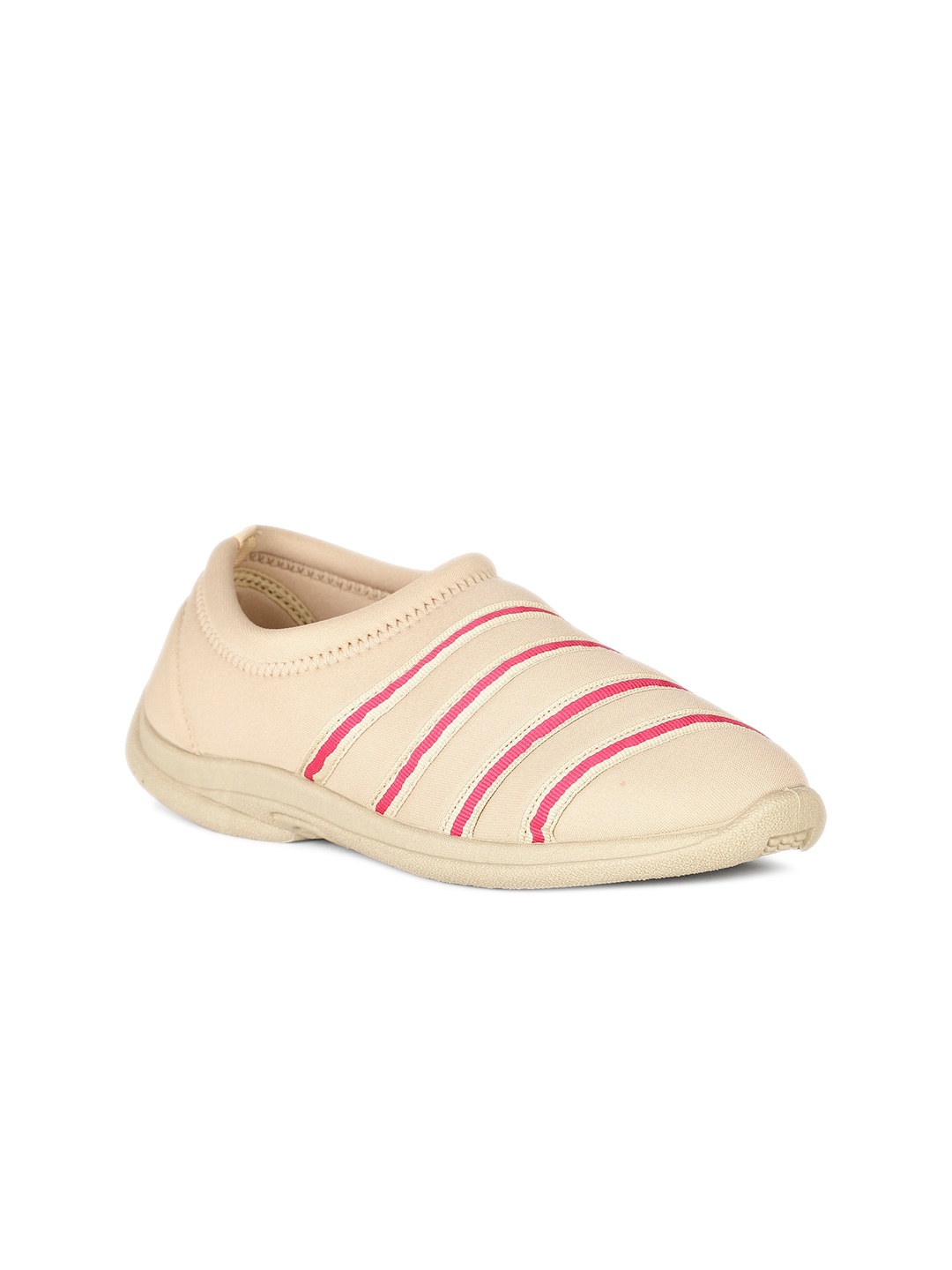 

Bata Women Striped Slip-On Sneakers, Beige
