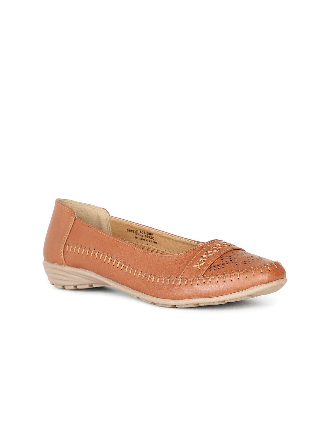 

Bata Perforated Leather Ballerinas, Tan