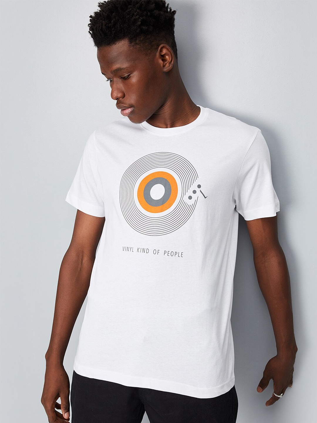 

max Graphic Printed Pure Cotton T-shirt, White