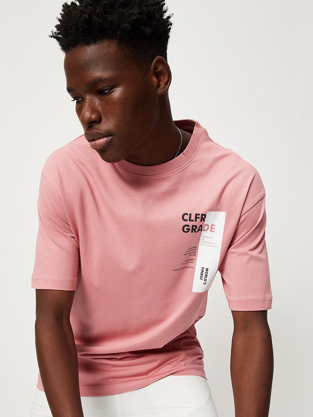 

max Typography Printed Pure Cotton T-shirt, Pink
