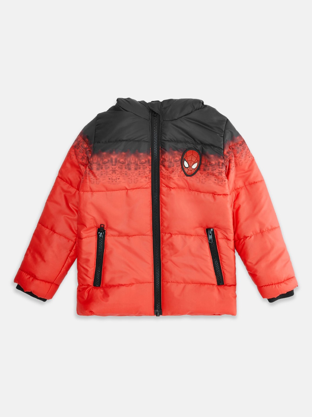 

Pantaloons Junior Boys Hooded Puffer Jacket with Patchwork, Red