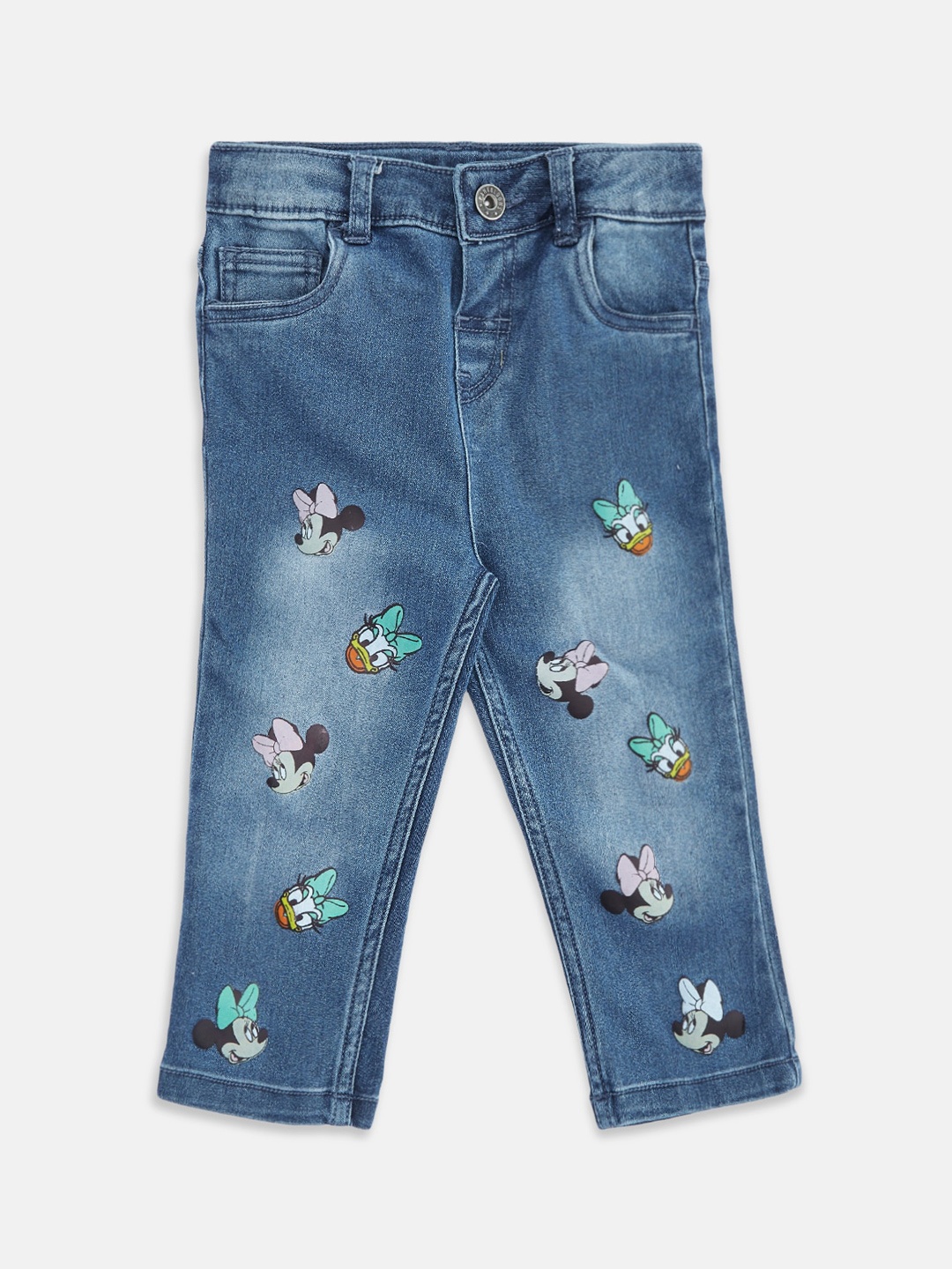 

Pantaloons Baby Girls Mid-Rise Printed Light Fade Clean Look Jeans, Blue