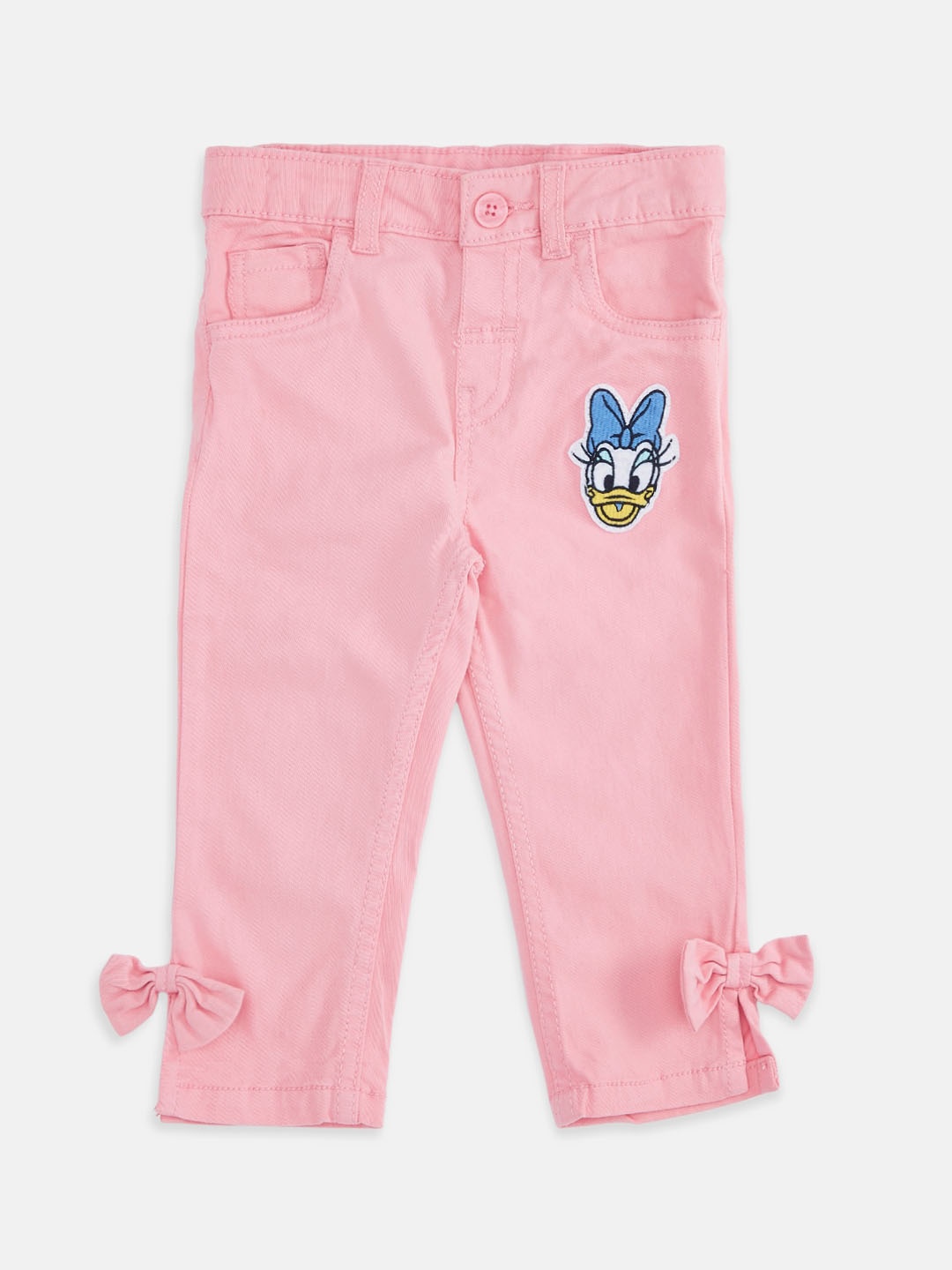 

Pantaloons Baby Girls Mid-Rise Embroidered Clean Look Jeans, Pink