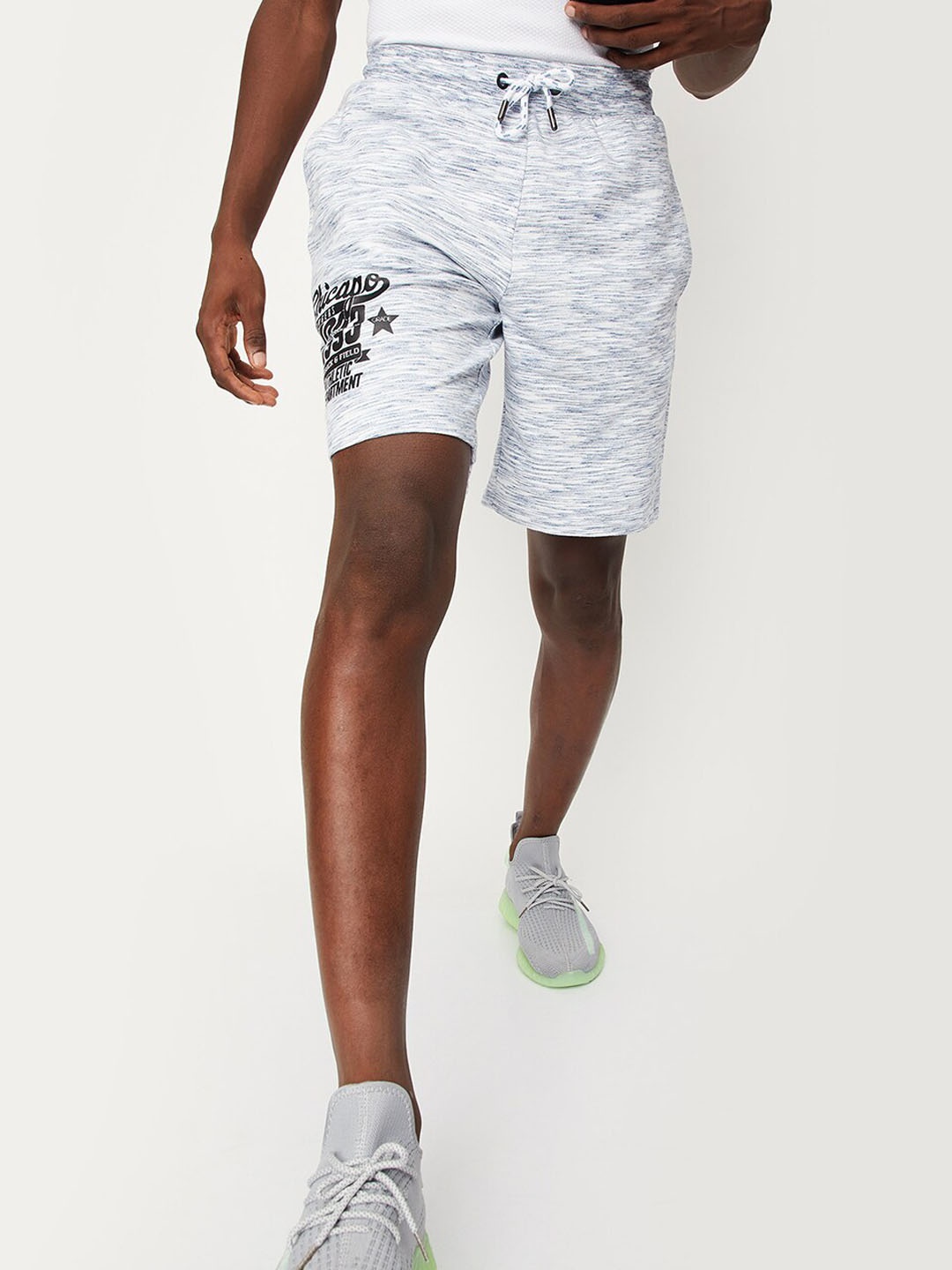

max Men Typography Printed Mid Rise Shorts, White