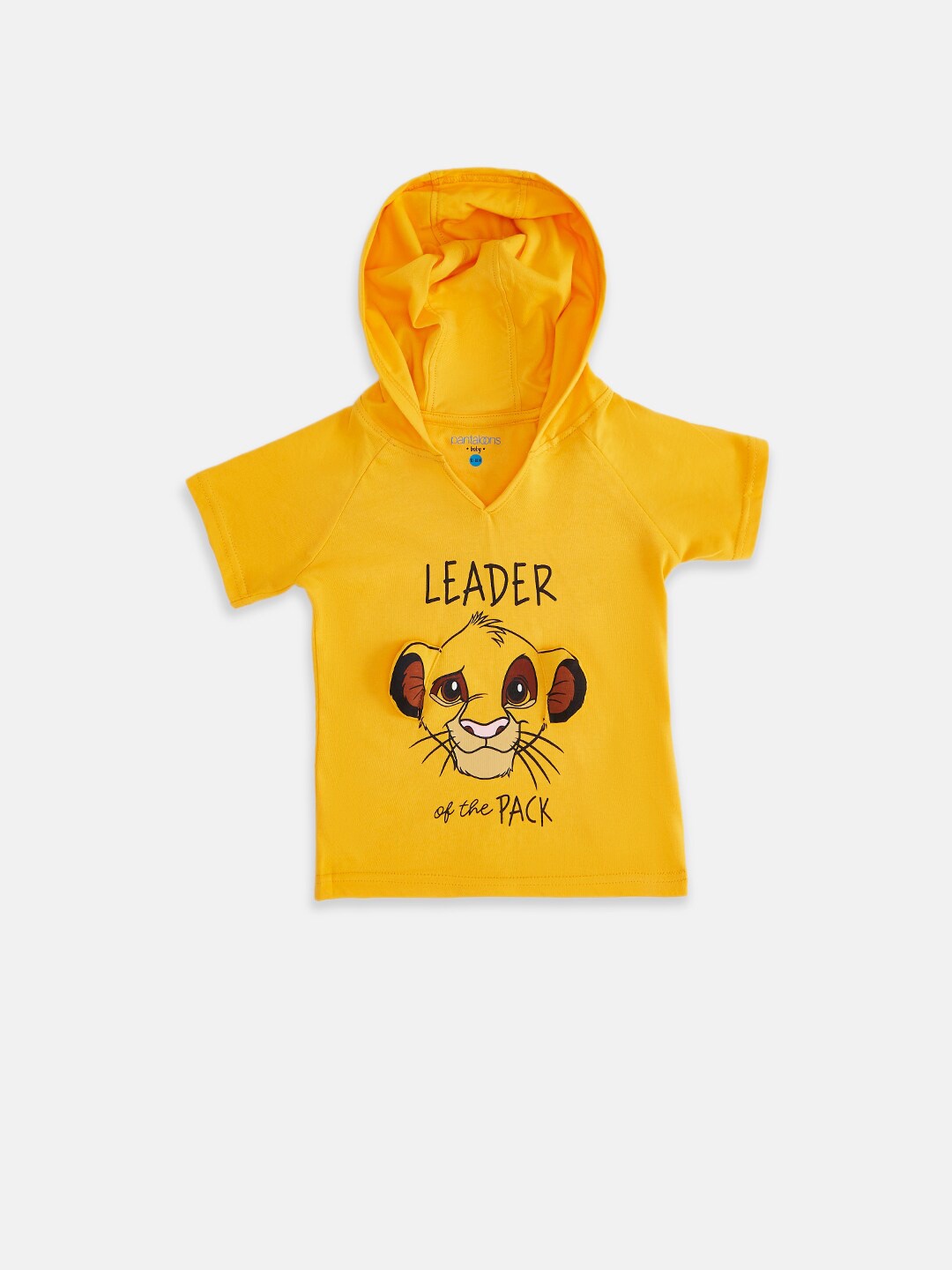

Pantaloons Baby Boys Yellow Lion King Printed Hooded T-shirt