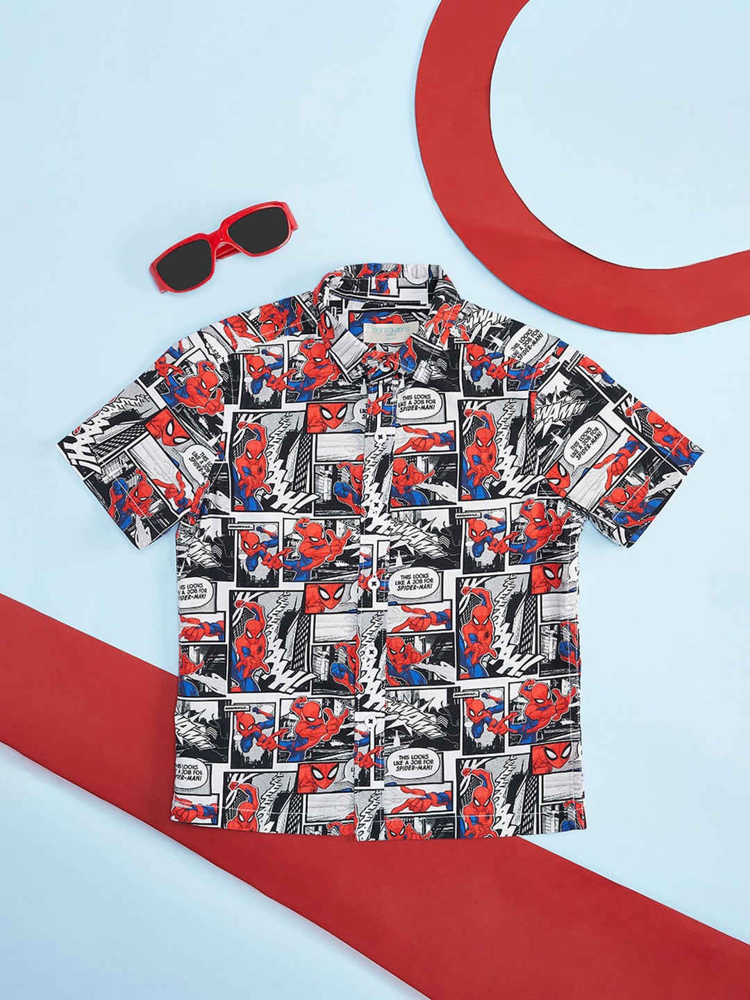 

Pantaloons Junior Boys Spider-Man Printed Cotton Casual Shirt, White