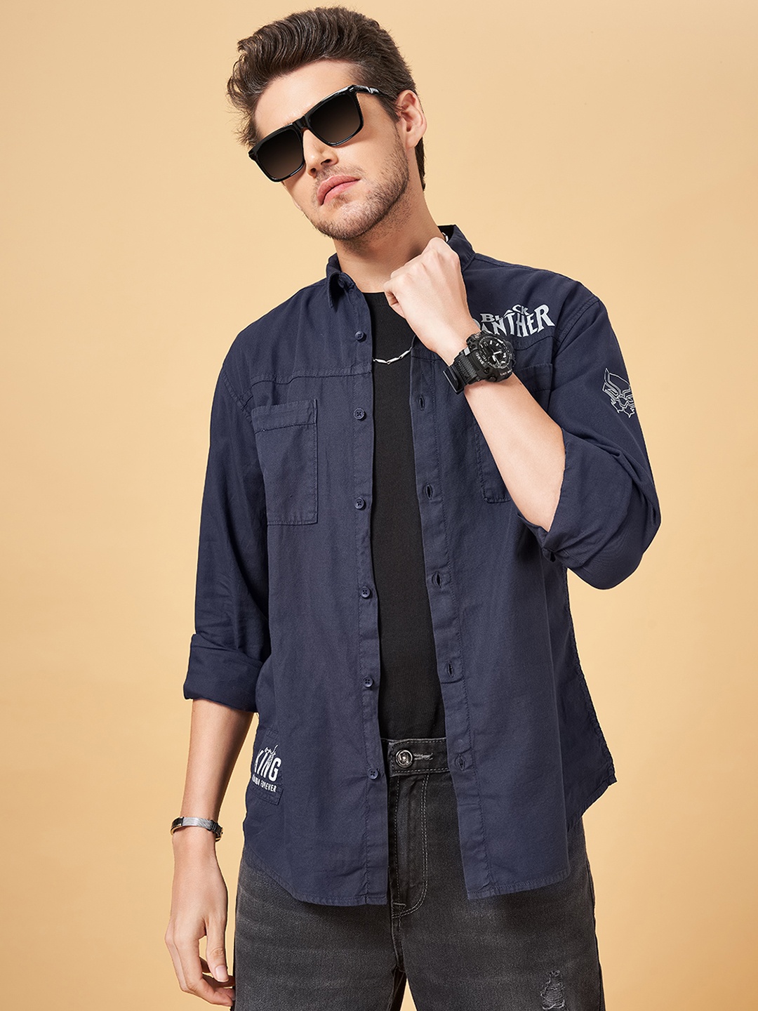 

SF JEANS by Pantaloons Slim Fit Opaque Cotton Casual Shirt, Blue