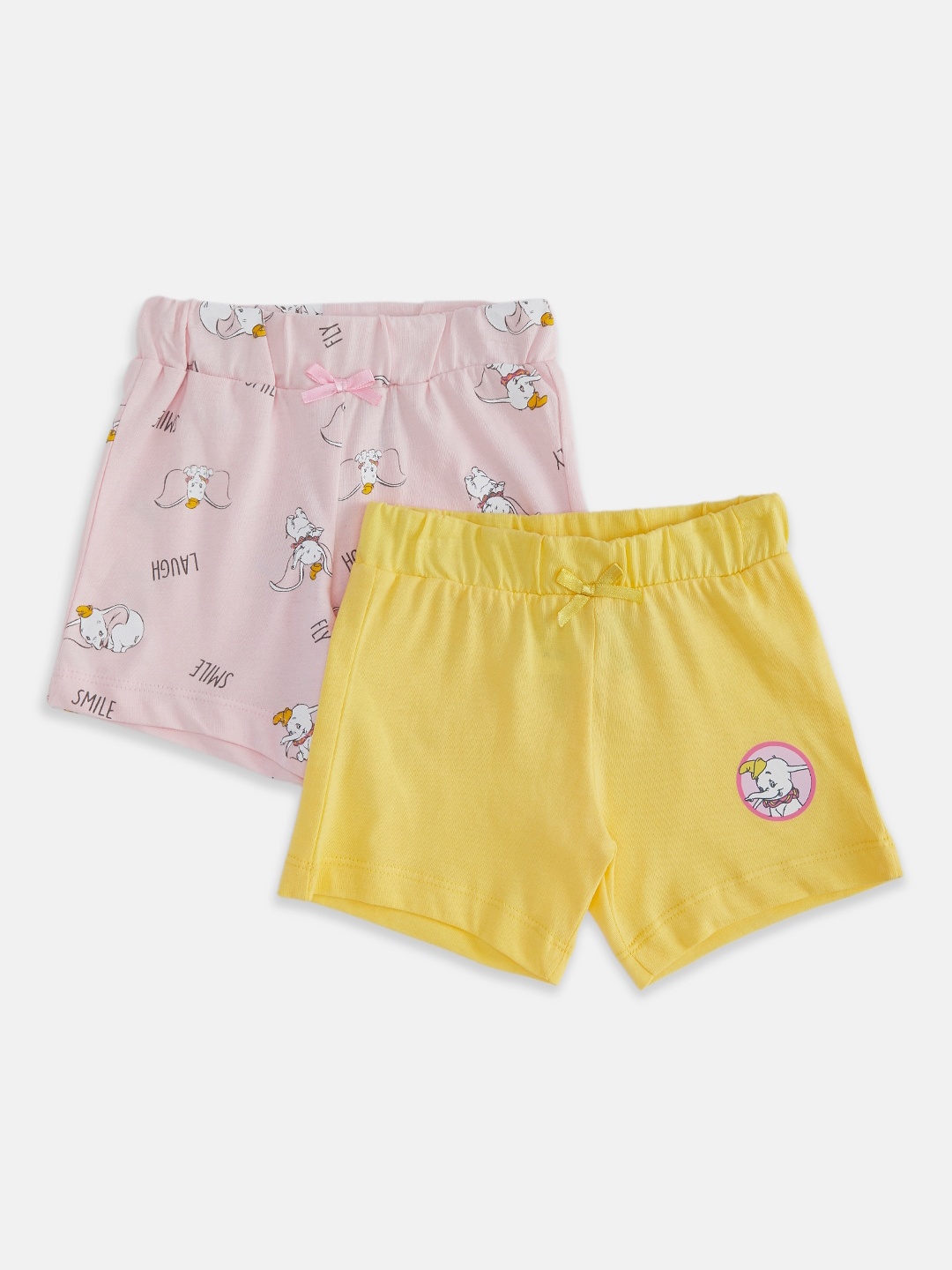 

Pantaloons Baby Girls Pack Of 2 Graphic Printed Cotton Shorts, Yellow