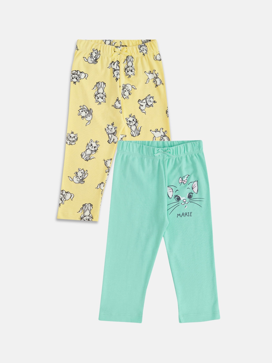 

Pantaloons Baby Infant Girls Pack Of 2 Printed Cotton Capris, Yellow