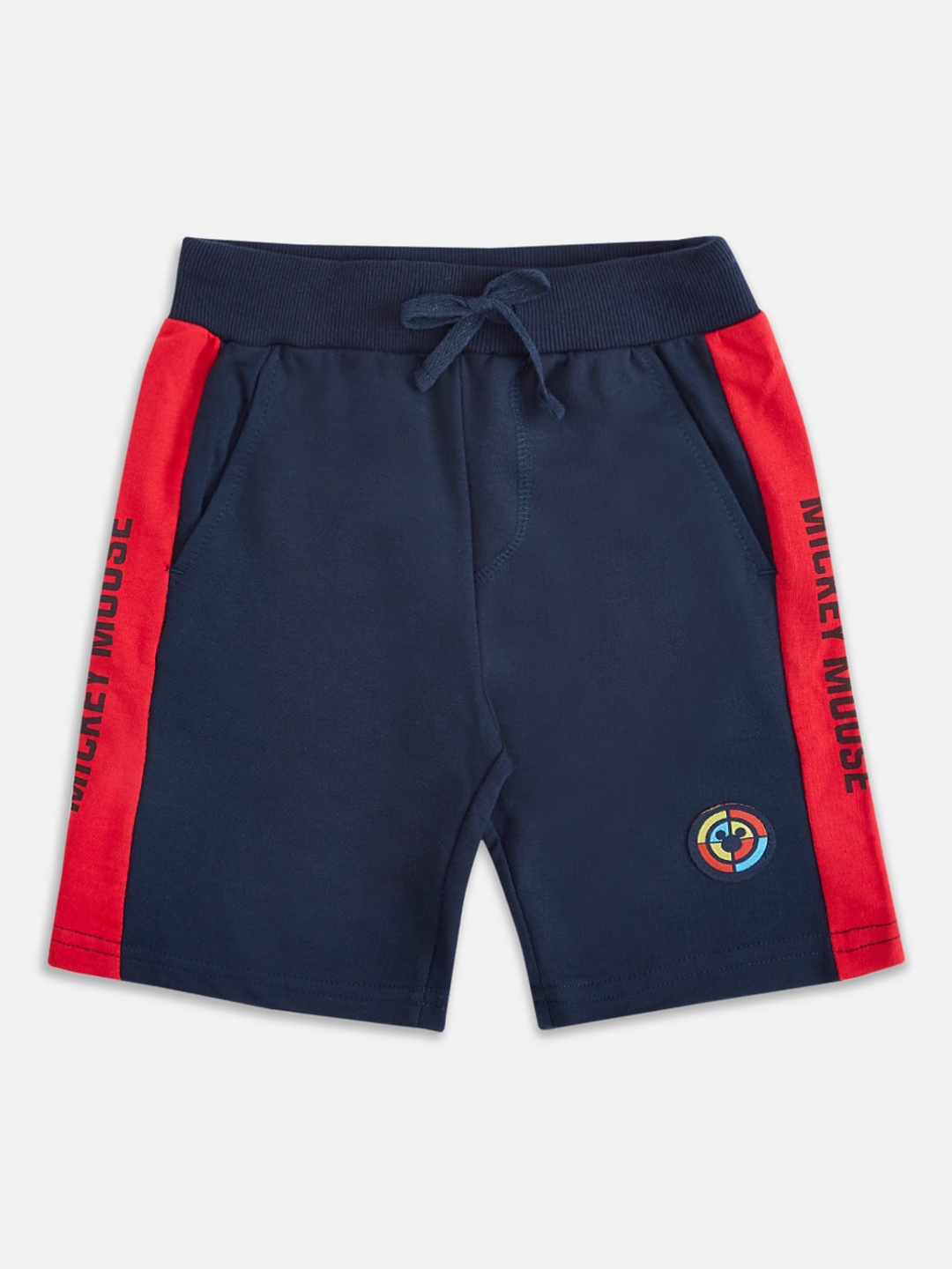 

Pantaloons Junior Boys Typography Printed Mid-Rise Casual Cotton Shorts, Navy blue