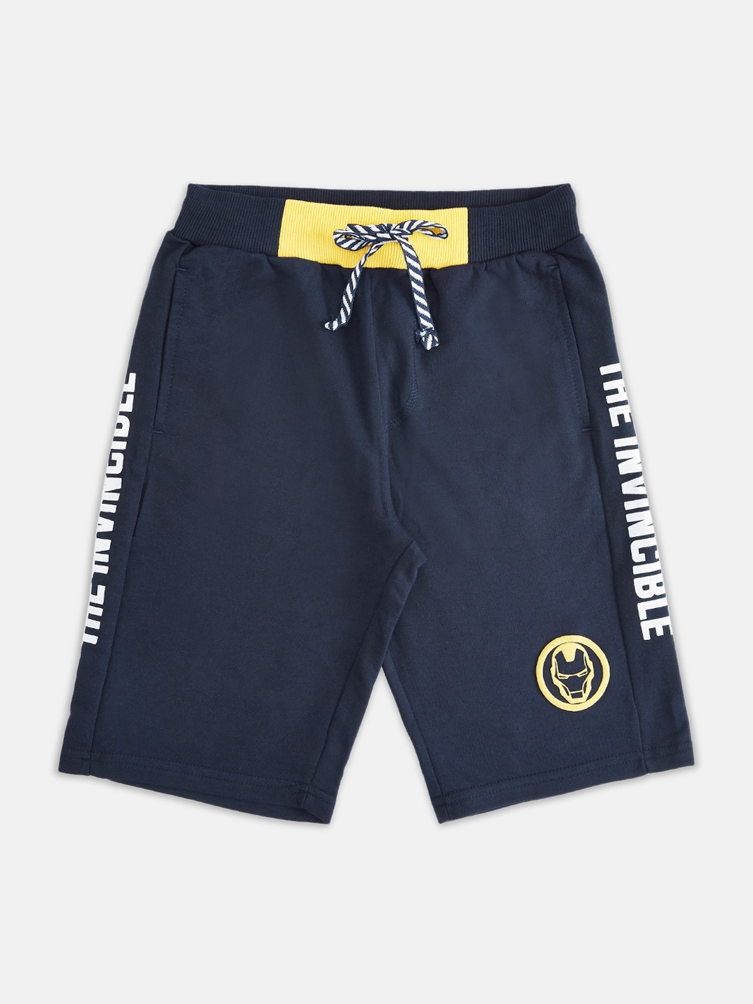 

Pantaloons Junior Boys Avengers Typography Printed Cotton Shorts, Navy blue
