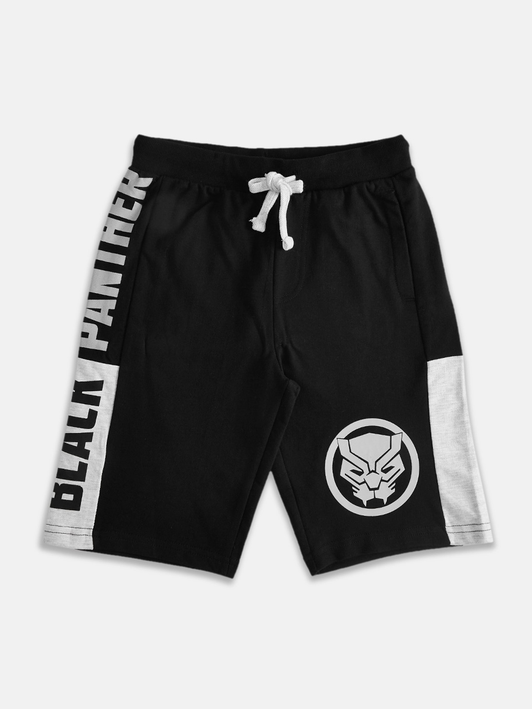 Pantaloons Junior Boys Typography Printed Casual Shorts, Black