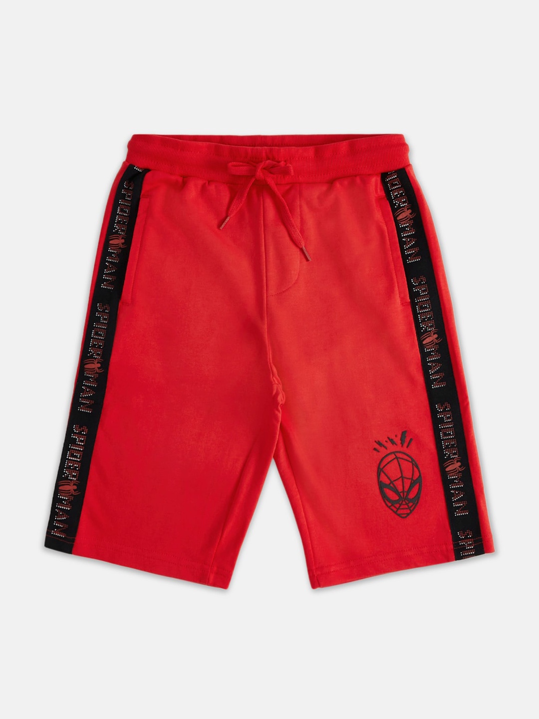 

Pantaloons Junior Boys Spider Man Typography Printed Cotton Shorts, Red