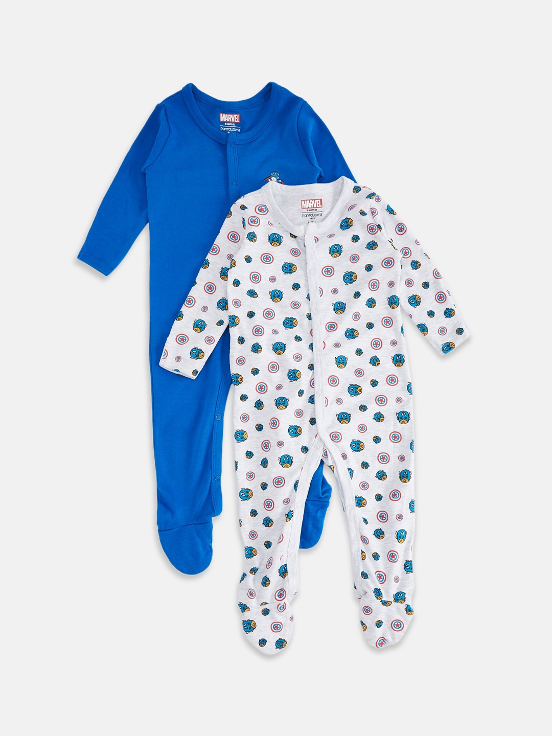 

Pantaloons Baby Infant Boys Pack Of 2 Printed Cotton Sleepsuits, Blue