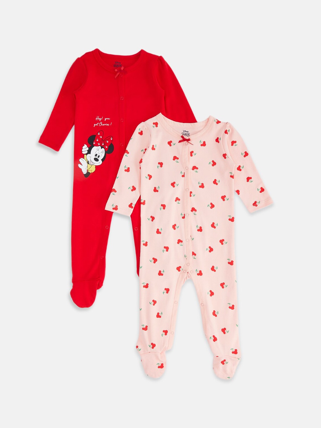 

Pantaloons Baby Infant Girls Pack Of 2 Printed Cotton Sleepsuits, Red