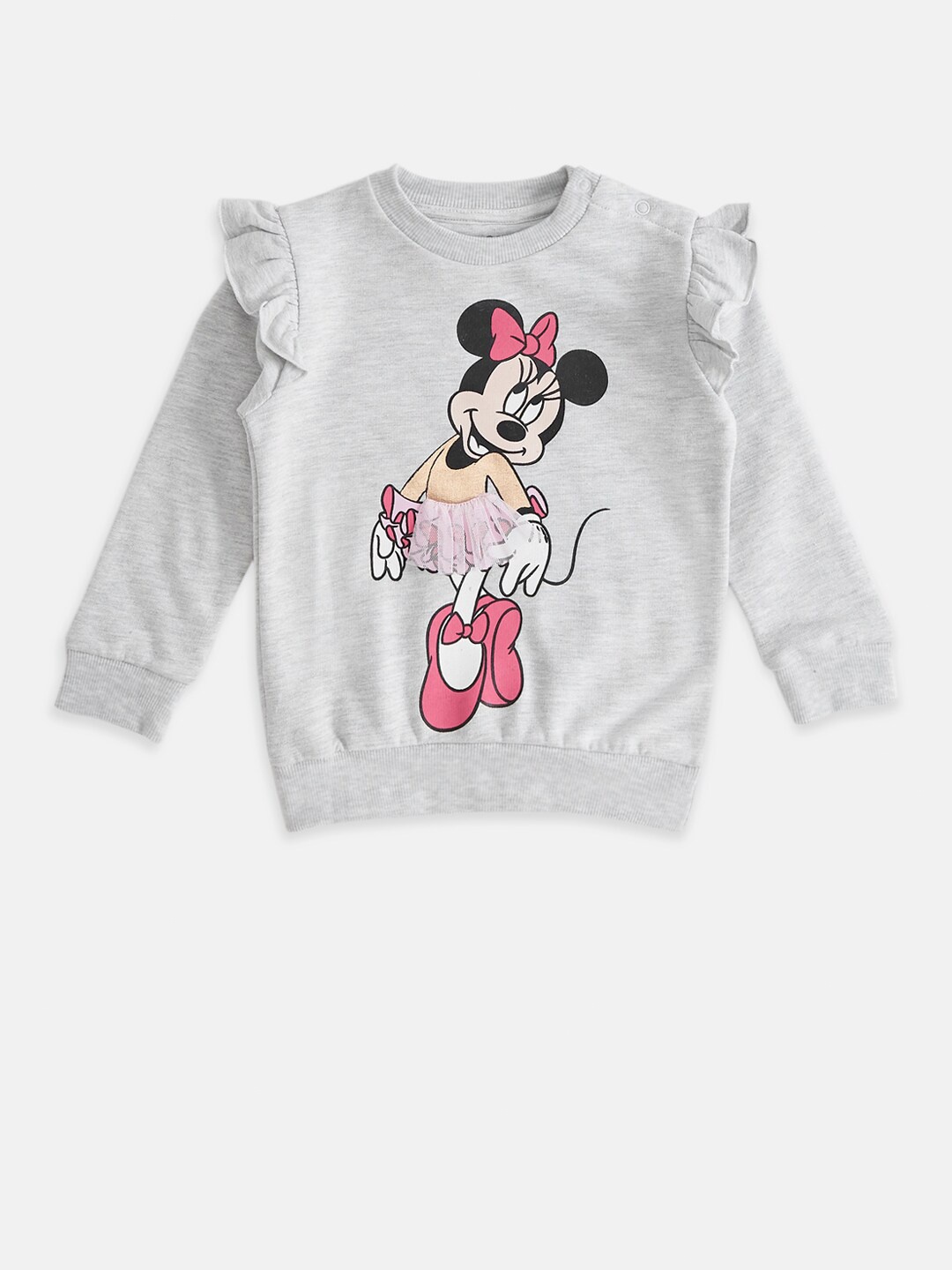 

Pantaloons Baby Infants Girls Humour And Comic minnie Mouse Printed Cotton Sweatshirt, Grey