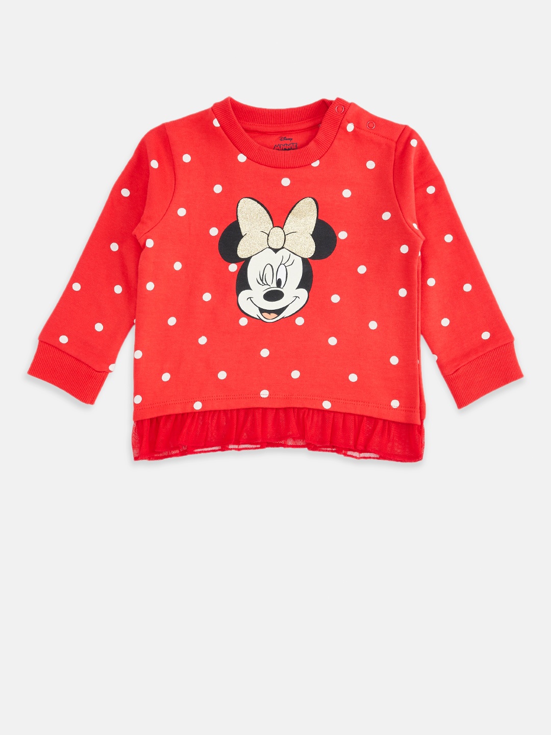 

Pantaloons Baby Girls Mickey Mouse Graphic Printed Cotton Sweatshirt, Red