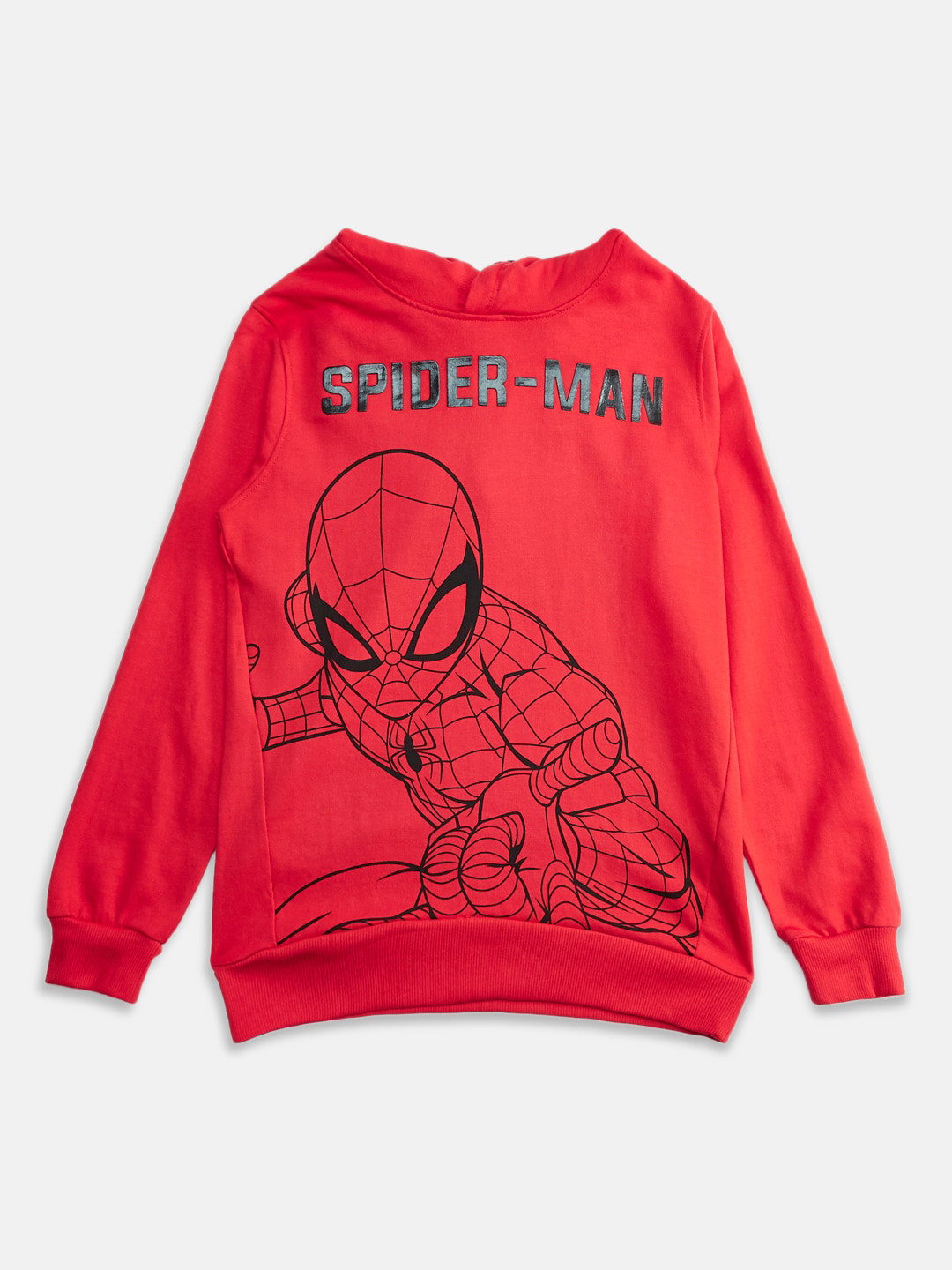 

Pantaloons Junior Boys Spider-Man Printed Hooded Cotton Pullover Sweatshirt, Red