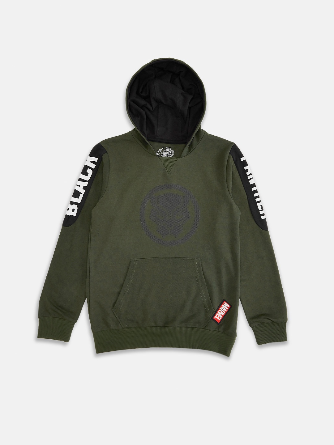 

Pantaloons Junior Boys Typography Printed Hooded Sweatshirt, Olive