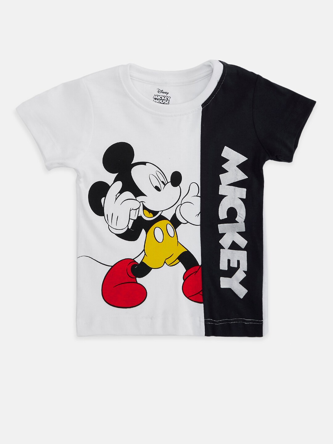 

Pantaloons Baby Boys Graphic Mickey Mouse Printed Cotton T-Shirt, White