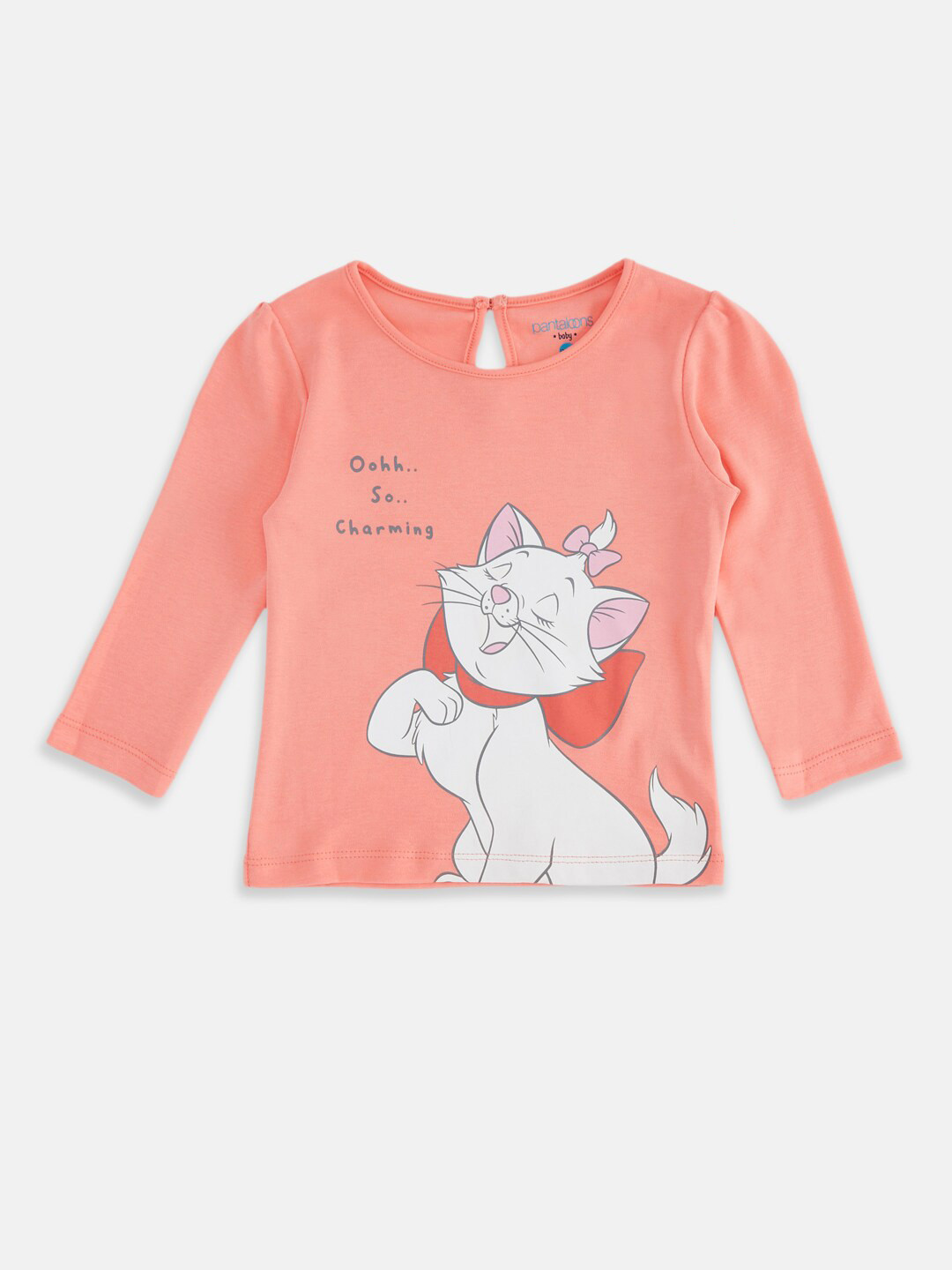 

Pantaloons Baby Girls Graphic Disney Printed Cotton T-Shirt, Peach