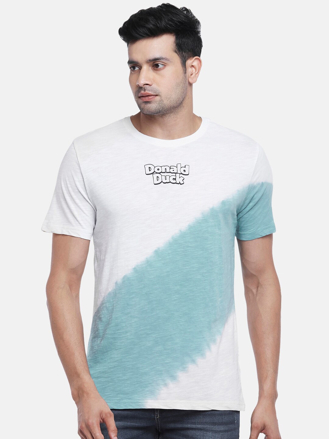 

SF JEANS by Pantaloons Tie & Dyed Slim Fit Cotton T-Shirt, White