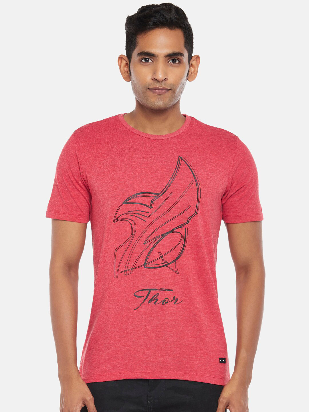 

SF JEANS by Pantaloons Thor Printed Cotton Slim Fit T-shirt, Red