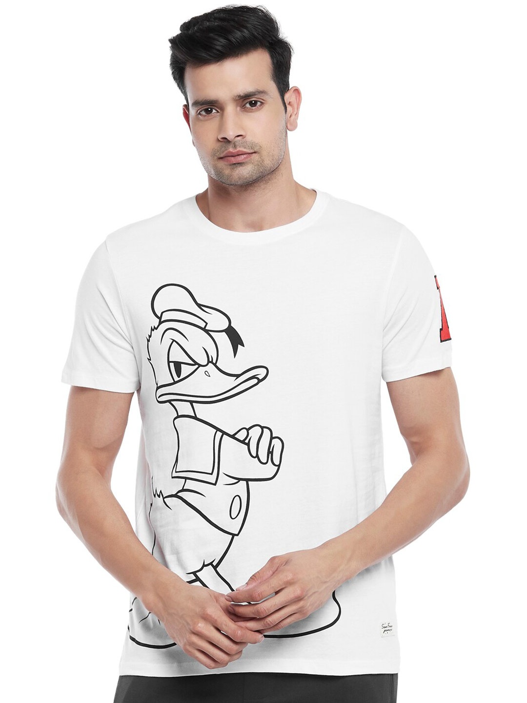 

SF JEANS by Pantaloons Donald Duck Printed Cotton Slim Fit T-shirt, White