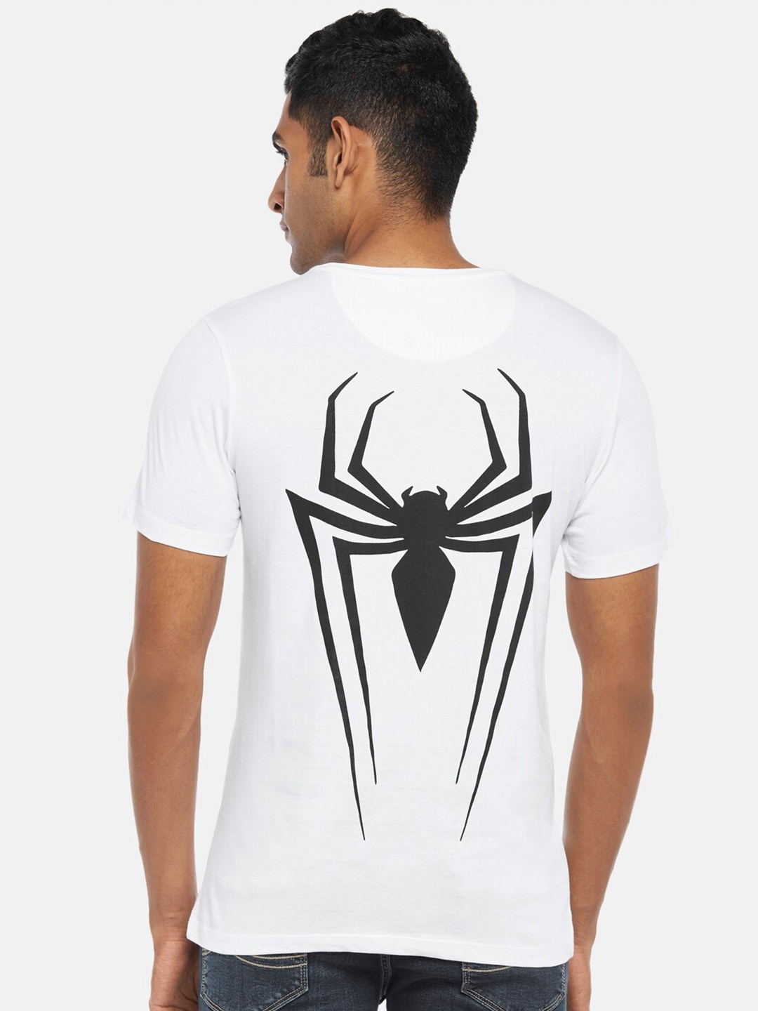 

SF JEANS by Pantaloons Spider-Man Graphic Printed Slim Fit Cotton T-shirt, White