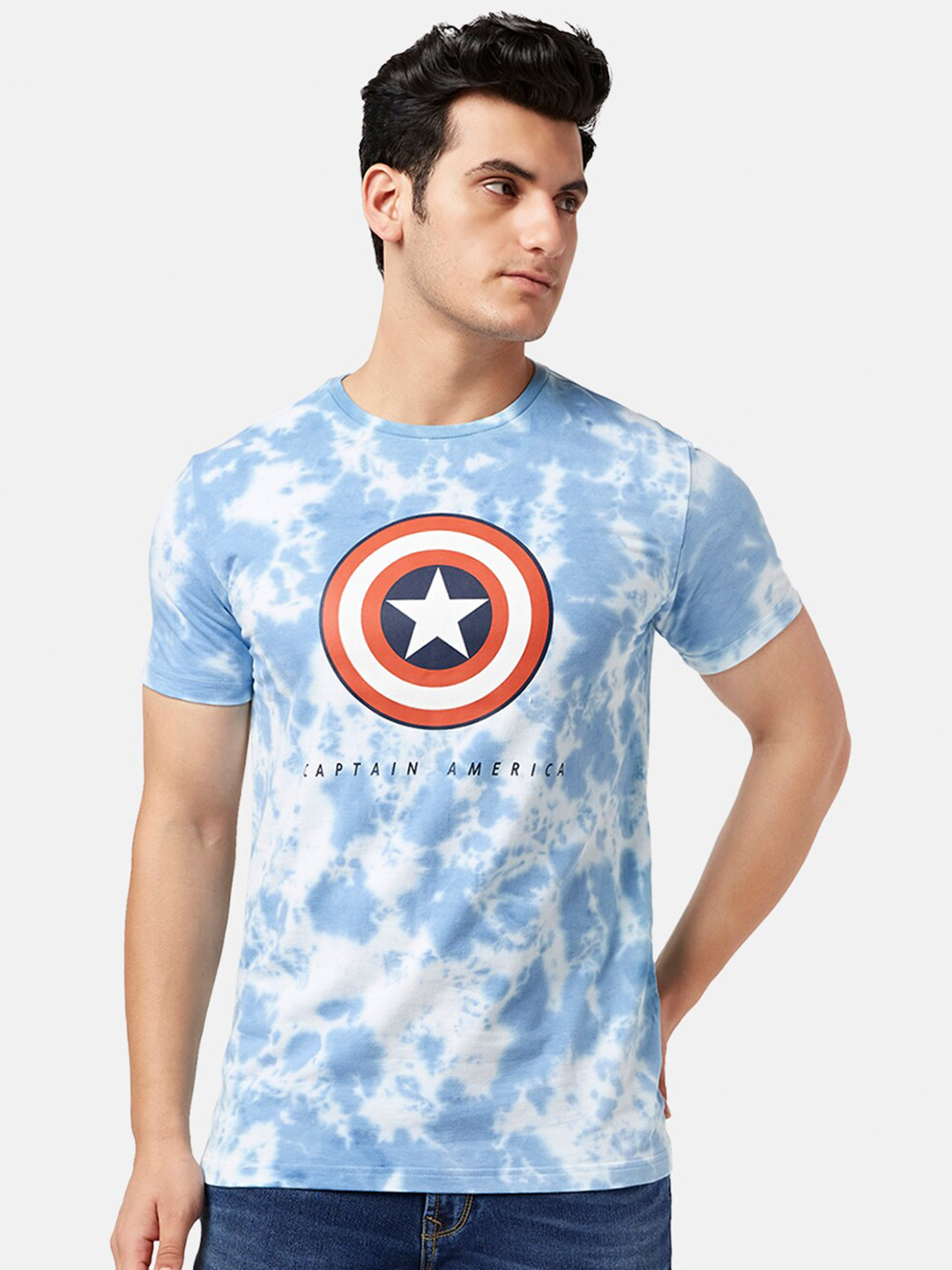 

SF JEANS by Pantaloons Captain America Graphic Printed Cotton T-Shirt, Blue