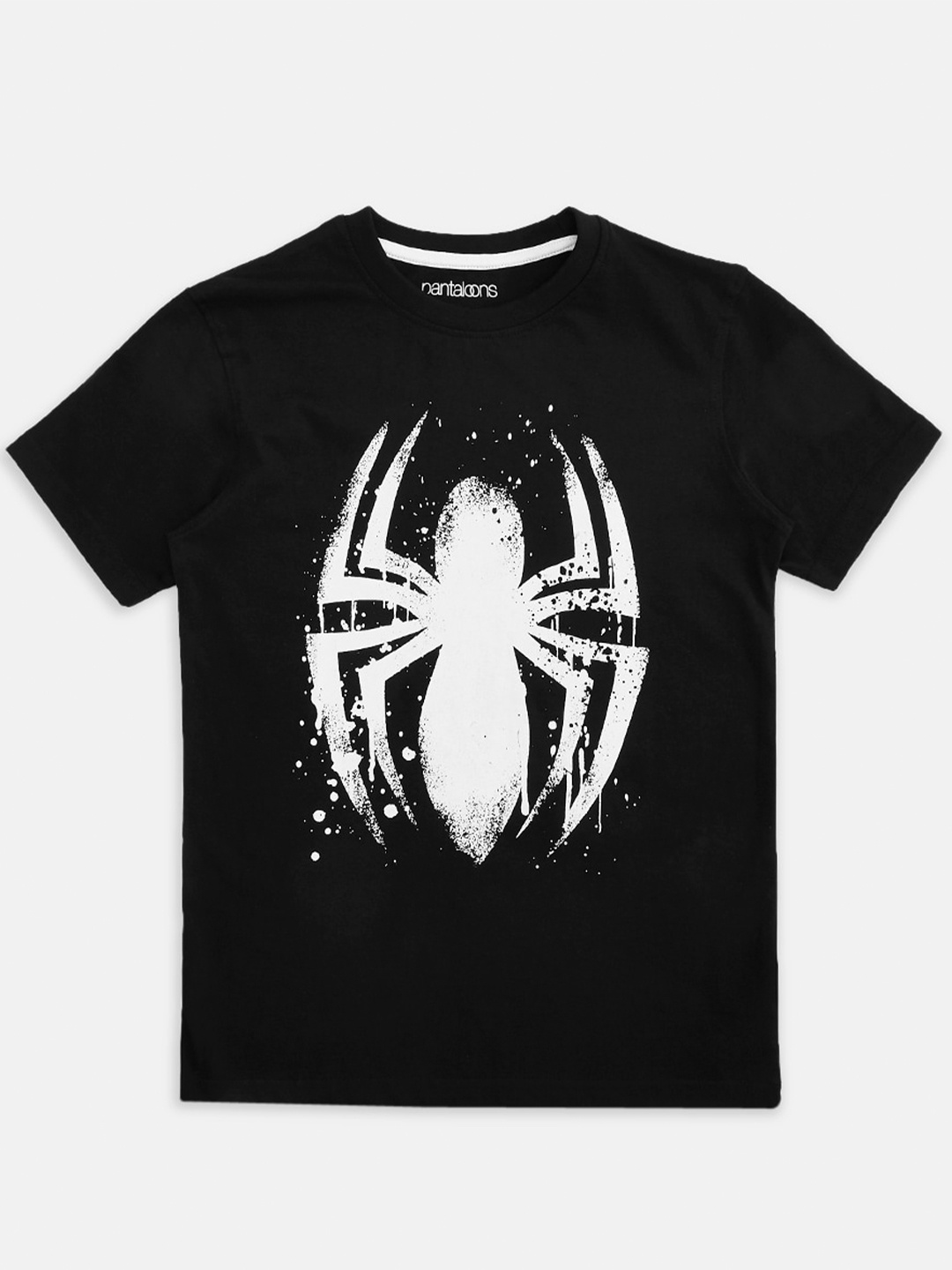 

Pantaloons Junior Boys Spider Printed Cotton T-shirt, Black