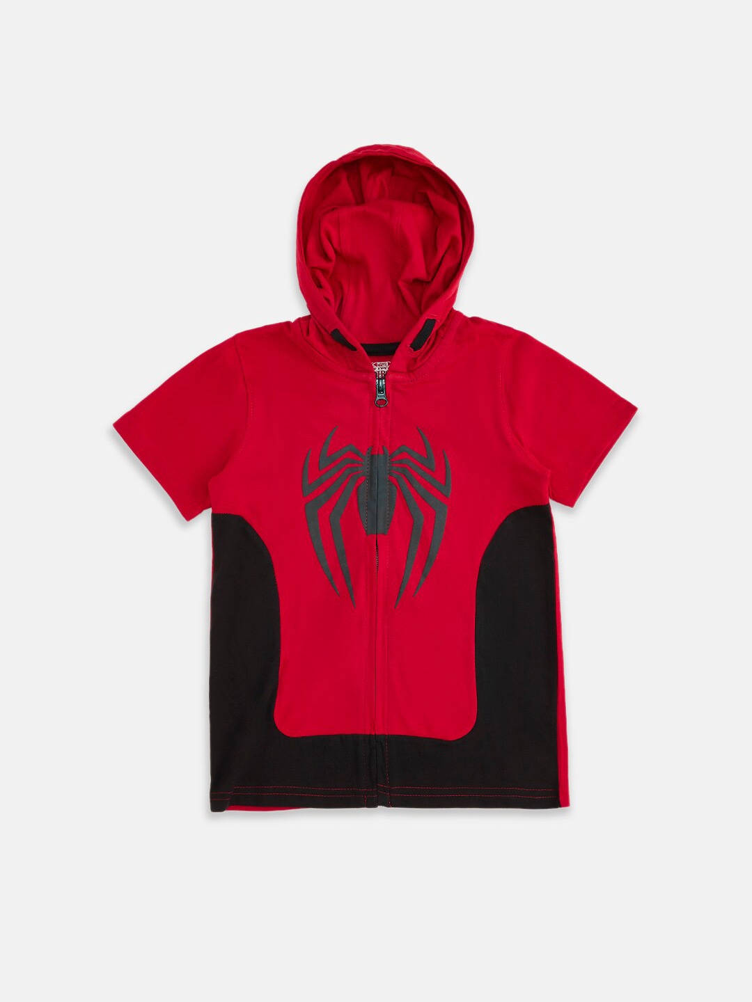 

Pantaloons Junior Boys Colourblocked Hooded Cotton T-shirt, Red