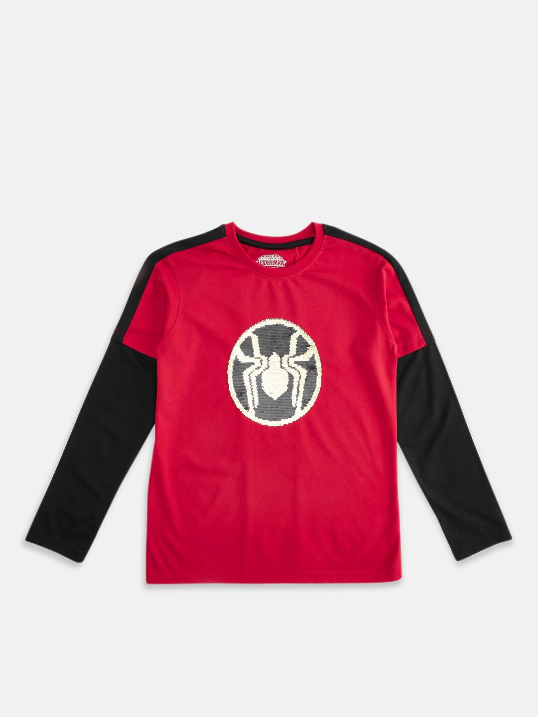 

Pantaloons Junior Boys Spider Printed Cotton T-shirt, Red